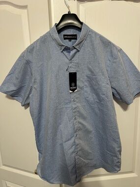 Molokai Men’s Short-Sleeve Button-Down Shirt in Light Blue NWT XXL
